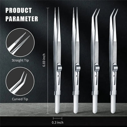 Sandblasted Jewelry Tweezers 16CM Slotted BuckleHigh PrecisionStainless Steel forDIY Diamond Gem Setting Ideal Gift for Jewelers