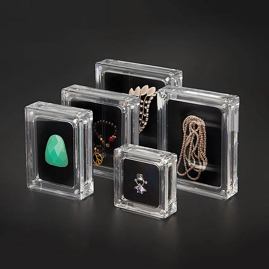 1pcs Acrylic Glass Top Gem Box Gemstone Diamond Display Stand Holder Storage Organizer Case