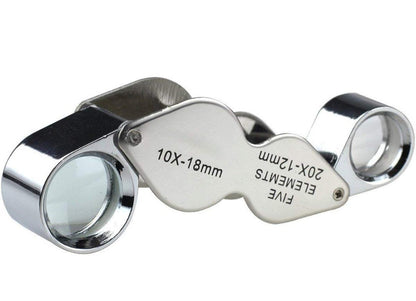 Miniature Magnifying Glass Twin Lens 10x 20x Magnifiers for Jewelrys Gems Stones Stamps Coins Watches Models Magnifier Loupe