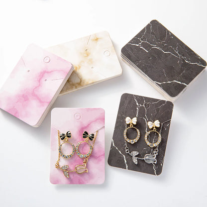 50pcs 5x7cm Marbling Earrings Display Cardboard Self Sealing Pouch For Jewelry Packaging Card Storage Organizer Small Businesses