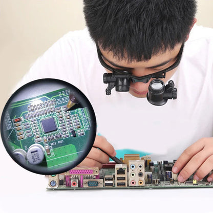 Hand Wearing Magnifier Glasses Magnifying 10X 15X 20X 25X 2LED Professional Magnifier Glasses for Reading Jewelers Repair