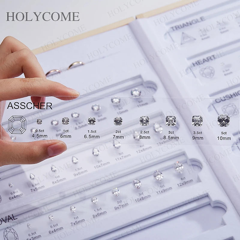 Diamond Size Comparison Set for Jewelry Store High Quality 5A CZ Gemstone Selector 11 Shapes 88 Sizes Carat Range Template Tools