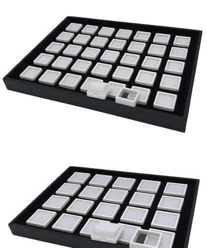 Gem Jar Display Gemstone Jewelry Insert Tray Loose Diamond Stone Display Box Gems Storage Holder Container Organizer with Sponge
