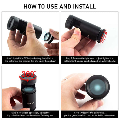 Handheld LED Polariscope for Jewelry Testing | Gemstone Interference Ball Tool for Gemological Analysis and Identifying Gem