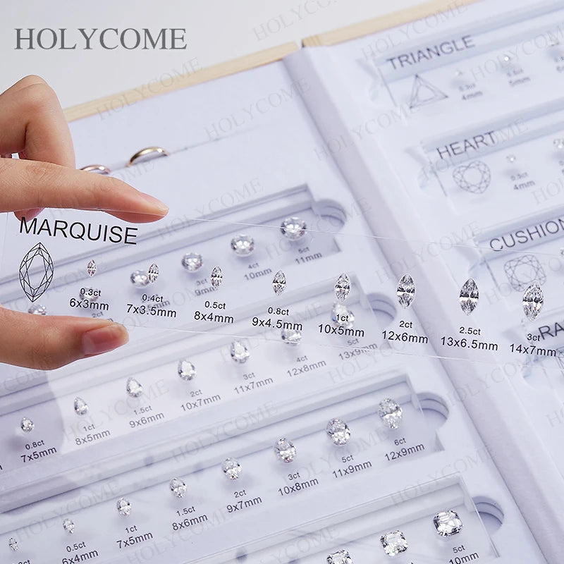 Diamond Size Comparison Set for Jewelry Store High Quality 5A CZ Gemstone Selector 11 Shapes 88 Sizes Carat Range Template Tools