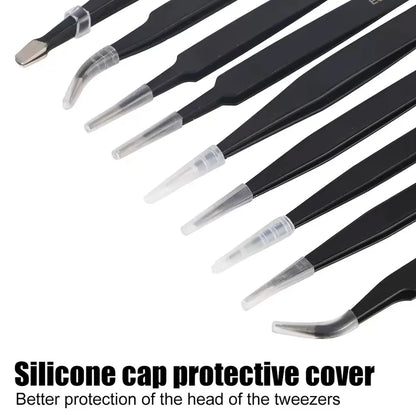 10Pcs/set Precision Anti-Static Tweezers Curved & Straight Stainless Steel ESD Tweezers Set for Industrial Repair Tools