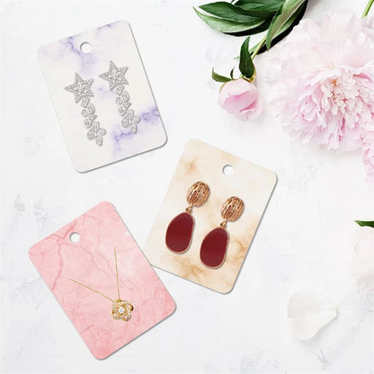50pcs 5x7cm Marbling Earrings Display Cardboard Self Sealing Pouch For Jewelry Packaging Card Storage Organizer Small Businesses
