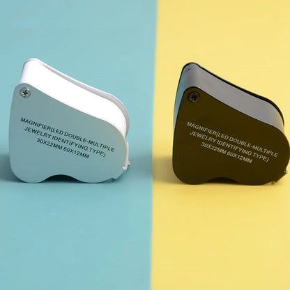 Jewelry Magnifier With Lights 30X 60X Magnification Magnifying Glass Portable Reading Pocket Magnifier Magnifying Loupe
