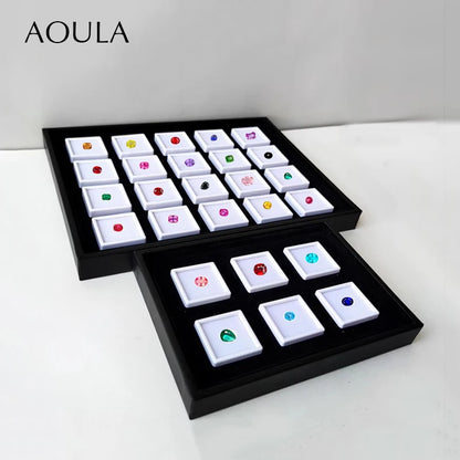 Gem Jar Display Gemstone Jewelry Insert Tray Loose Diamond Stone Display Box Gems Storage Holder Container Organizer with Sponge