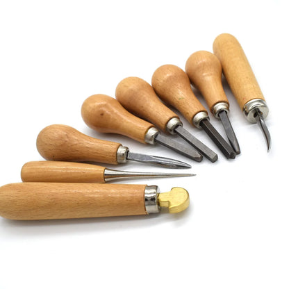 Jewelry Diamond Bezel Set Gemstone Setting Tool Pusher Hand DIY Tool with Wooden Handle
