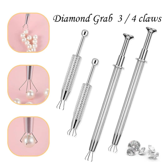 1/4pcs 3/4 Claws Jewelry Gem Beads Holder Pick-up Tool Diamonds Gemstones Stone Prong Holder Tweezers Catcher Grabbers