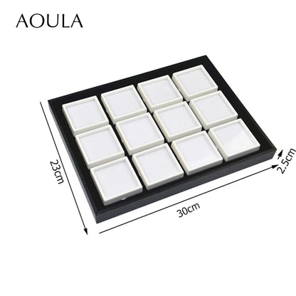 Gem Jar Display Gemstone Jewelry Insert Tray Loose Diamond Stone Display Box Gems Storage Holder Container Organizer with Sponge