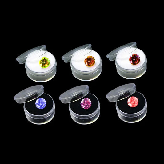 12Pcs/lot Round Bare Diamond Box Diamond Gemstone Bead Storage Box Jewelry Sample Clear Display Container Gem Packaging Case