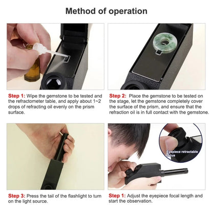 1.30-1.81 Gem Refractometer with LED Flashlight Jewelry Gemstone Refractometer High Precision Zircon Gemstone Detector