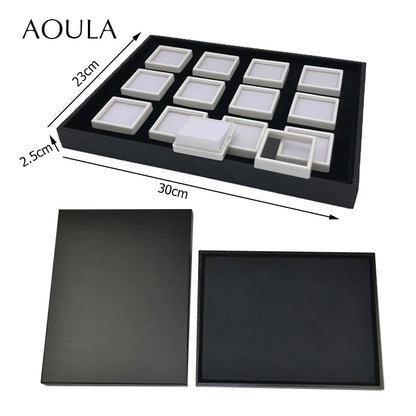 Gem Jar Display Gemstone Jewelry Insert Tray Loose Diamond Stone Display Box Gems Storage Holder Container Organizer with Sponge