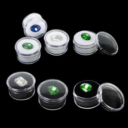 12Pcs/lot Round Bare Diamond Box Diamond Gemstone Bead Storage Box Jewelry Sample Clear Display Container Gem Packaging Case