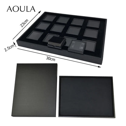 Gem Jar Display Gemstone Jewelry Insert Tray Loose Diamond Stone Display Box Gems Storage Holder Container Organizer with Sponge