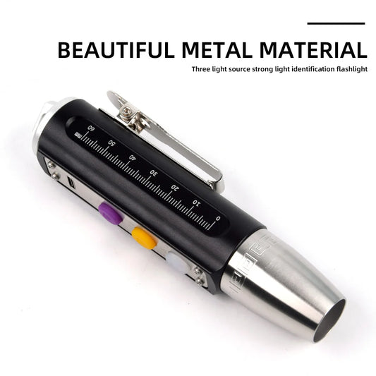 Rechargeable Jade Identification Flashlight 365/395NM LED Torch 3 Light Source Lamp Jewelry Gems Detector UV Light Flashlight