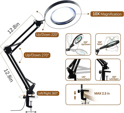 10X Magnification USB 3-Color 64 LED Light Magnifier for Soldering Iron Repair Desk Lamp Skin Care & Beauty Tools