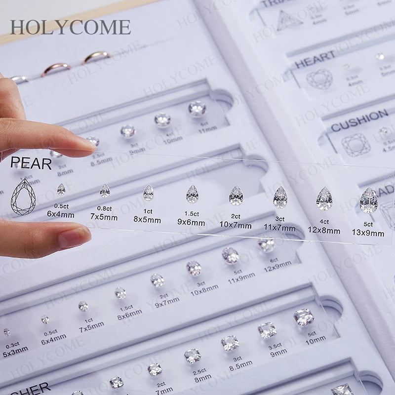 Diamond Size Comparison Set for Jewelry Store High Quality 5A CZ Gemstone Selector 11 Shapes 88 Sizes Carat Range Template Tools