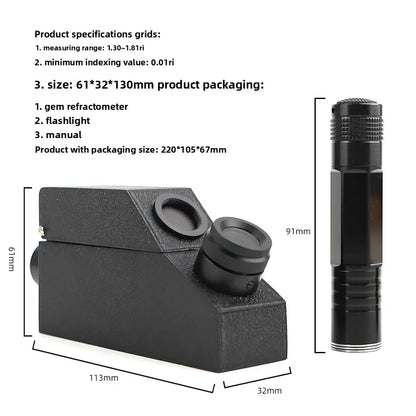 High-precision Jewelry Identification Diamond Detector Built-in Light Source Diamond Detector Gem Refractometer Tool