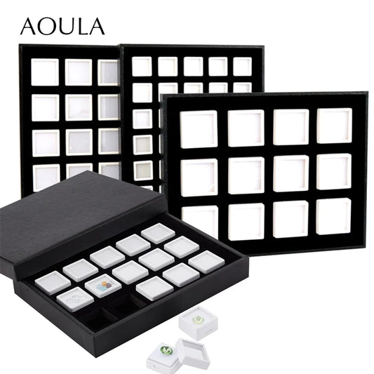 Gem Jar Display Gemstone Jewelry Insert Tray Loose Diamond Stone Display Box Gems Storage Holder Container Organizer with Sponge
