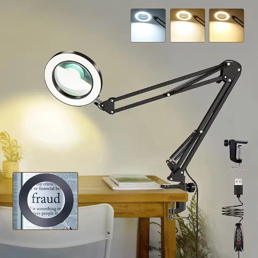 10X Magnification USB 3-Color 64 LED Light Magnifier for Soldering Iron Repair Desk Lamp Skin Care & Beauty Tools