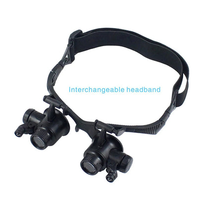 Hand Wearing Magnifier Glasses Magnifying 10X 15X 20X 25X 2LED Professional Magnifier Glasses for Reading Jewelers Repair