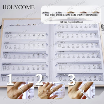 Diamond Size Comparison Set for Jewelry Store High Quality 5A CZ Gemstone Selector 11 Shapes 88 Sizes Carat Range Template Tools