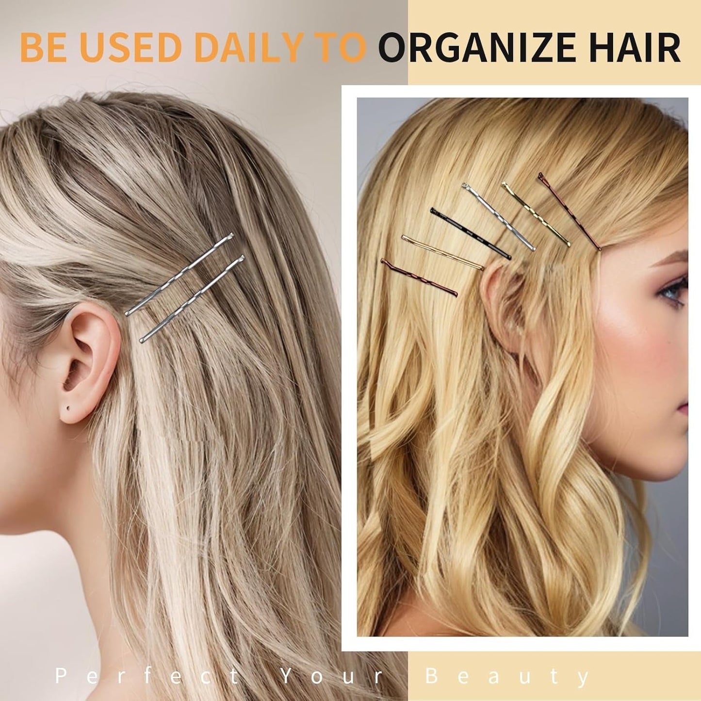 Bobby Pins, 250 Pcs 2Inch Bobby Pins Bulk for Women Girls, Silver, Black, Blonde, Brown - Secure Hold, Hair Pins with Storage Box, All Hair Types