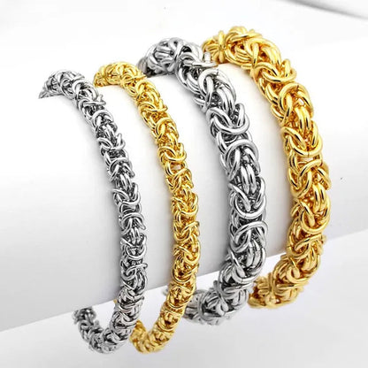 6/8Mm Wide Fashion 316L Stainless Steel Silver/Gold round Circle Byzantine Link Chain Men/Women Necklace or Bracelet 1PCS New