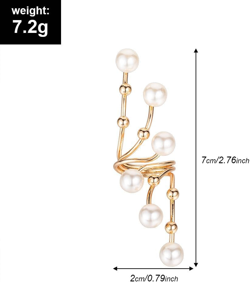 Gold Pearl Rings for Women Chunky Promise Ring Wrap Finger Rings Open Adjustable Stacking Ring Statement Party Prom Jewelry Gifts