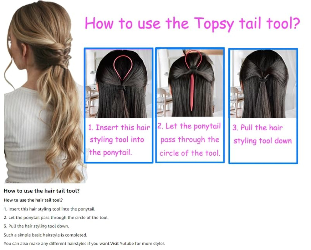 Topsy Tail Hair Tool - Ponytail Maker, French Braid Loop, and Hair Styling Gift for Women Who Have Everything