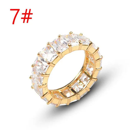 Silver Ring Colored Square Rainbow Ring Statement Crown Ring Natural Gemstones Ring Wedding Bride Engagement Band Charm Party Ring Jewelry