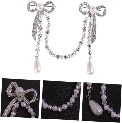 Unique Brooches for Women Pearl Butterfly Corsage Tassel Brooch Elegant Diamond Breast Pin Chain for Women Lady Pin Brooch for Parties