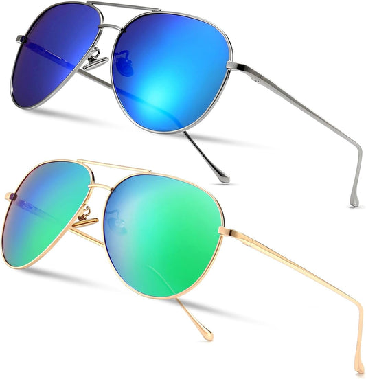 Women'S Lightweight Oversized Aviator Sunglasses - Mirrored Polarized Lens