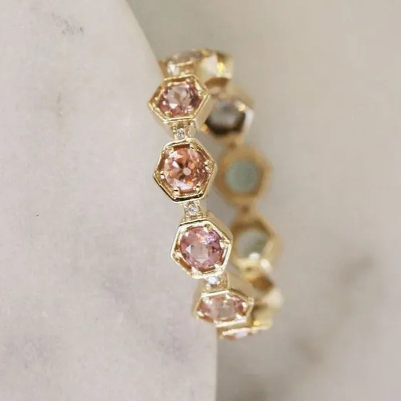 Womenring Pink Sapphire Jewelry Anniversary Proposal Promise Gift Bride Engagement Wedding