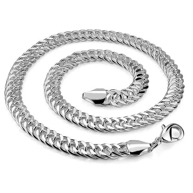 NEW! Exquisite Men Solid Heavy 925 Sterling Silver Smooth Necklace Bracelet Curb Chain Jewelry