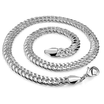 NEW! Exquisite Men Solid Heavy 925 Sterling Silver Smooth Necklace Bracelet Curb Chain Jewelry
