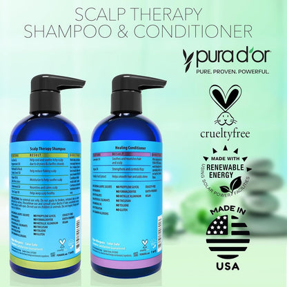 Scalp Therapy Shampoo & Conditioner Set (16Oz X 2) Dry, Itchy Scalp-Hydrates & Nourishes Hair W/Tea Tree, Peppermint, Argan Oil & Biotin, All Hair Type, 3 in 1, Men Women (Packaging Varies)