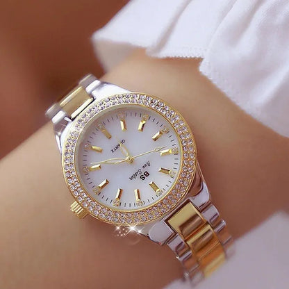 Luxury BS Ladies Wrist Watches Women Crystal Diamond Stainless Steel Watches