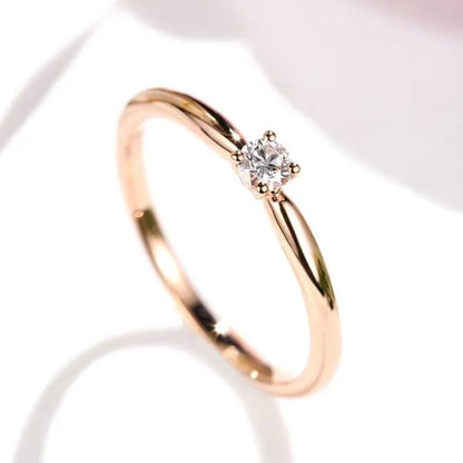 Women Fashion Cute 18k gold platedand 925 Sterling Silver Small Diamond Gemstone Rings Wedding Engagement Party Ring Jewelry