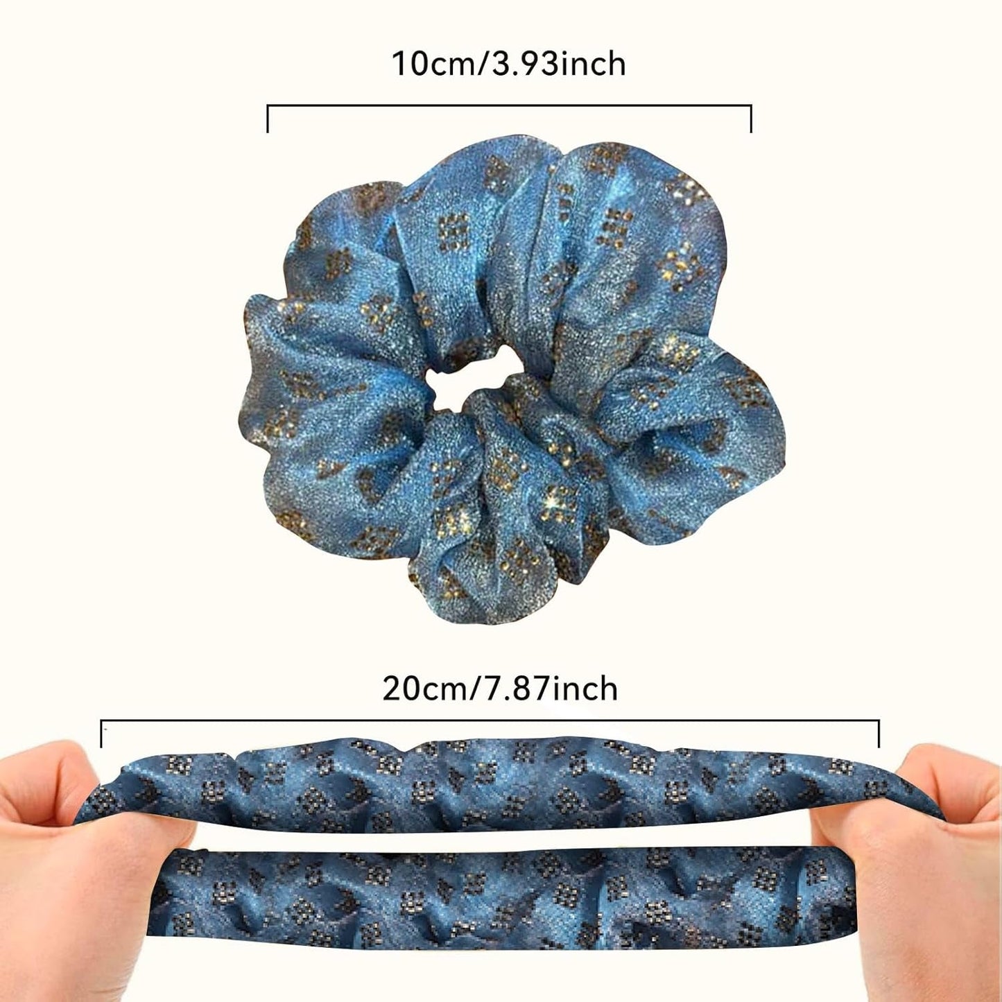 YFKEJI 3 Packs Flower Hair Scrunchies for Women, Large Organza Elastic Plaid Hair Ties, Sparkling Hot Drill Ponytail Holders, Hair Accessories for Parties, Daily Use (G#)