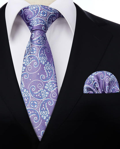 Ties for Men Paisley Tie and Pocket Square Woven Classic Floral Mens Ties Handkerchief Set Wedding Party Necktie