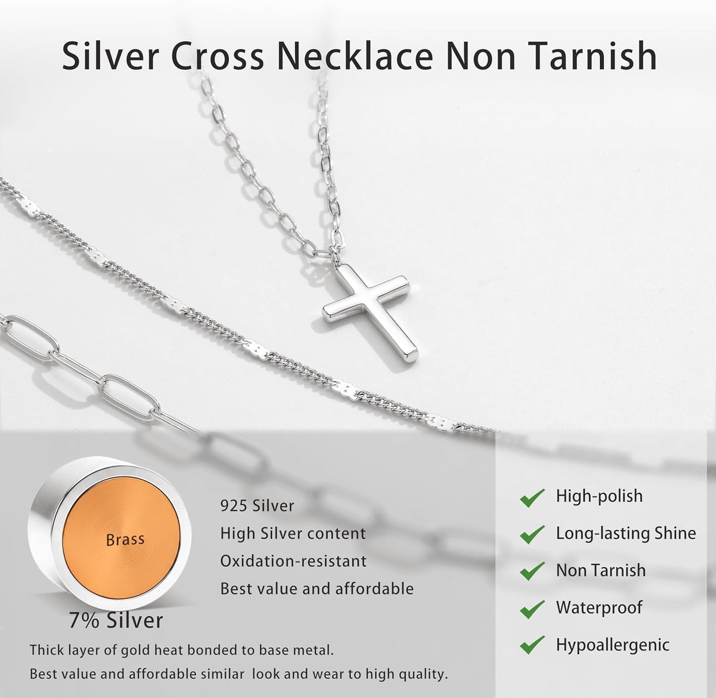 Layered Gold Necklaces for Women, Stackable Dainty 14K Gold Silver Plated Trendy Simple Heart Diamond Cross Bow Circle Pendant Paperclip Choker Dot Chain Necklace,Jewelry Set Gifts for Women