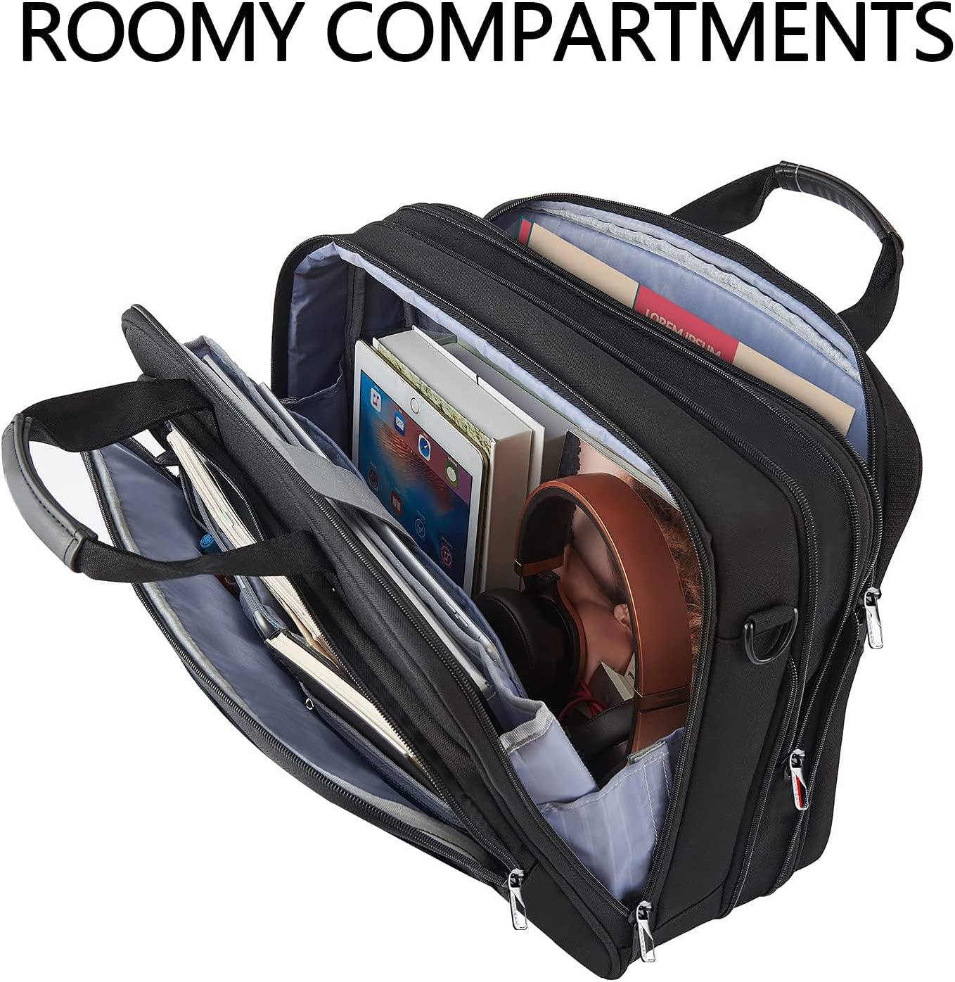 Laptop Briefcase Premium Laptop Case Fits up to 17.3 Inch Business Shoulder Bag Laptop Expandable Water-Repellent Messenger Bag for Men/Women Computer Bag for Travel/Business/Black