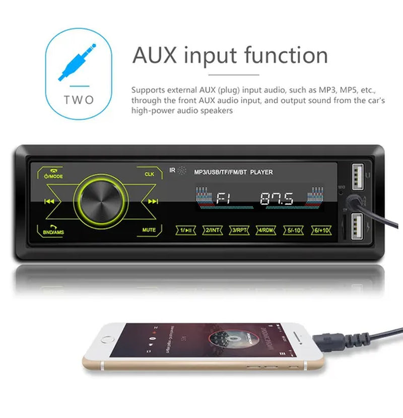 1DIN Touch Car Stereo 12V In-Dash Auto Radio Car MP3 Player Audio Music Stereo with Remote Control Fm/Bluetooth/Usb/Sd/Aux-In Colorful Lights +TF Card (Optional)