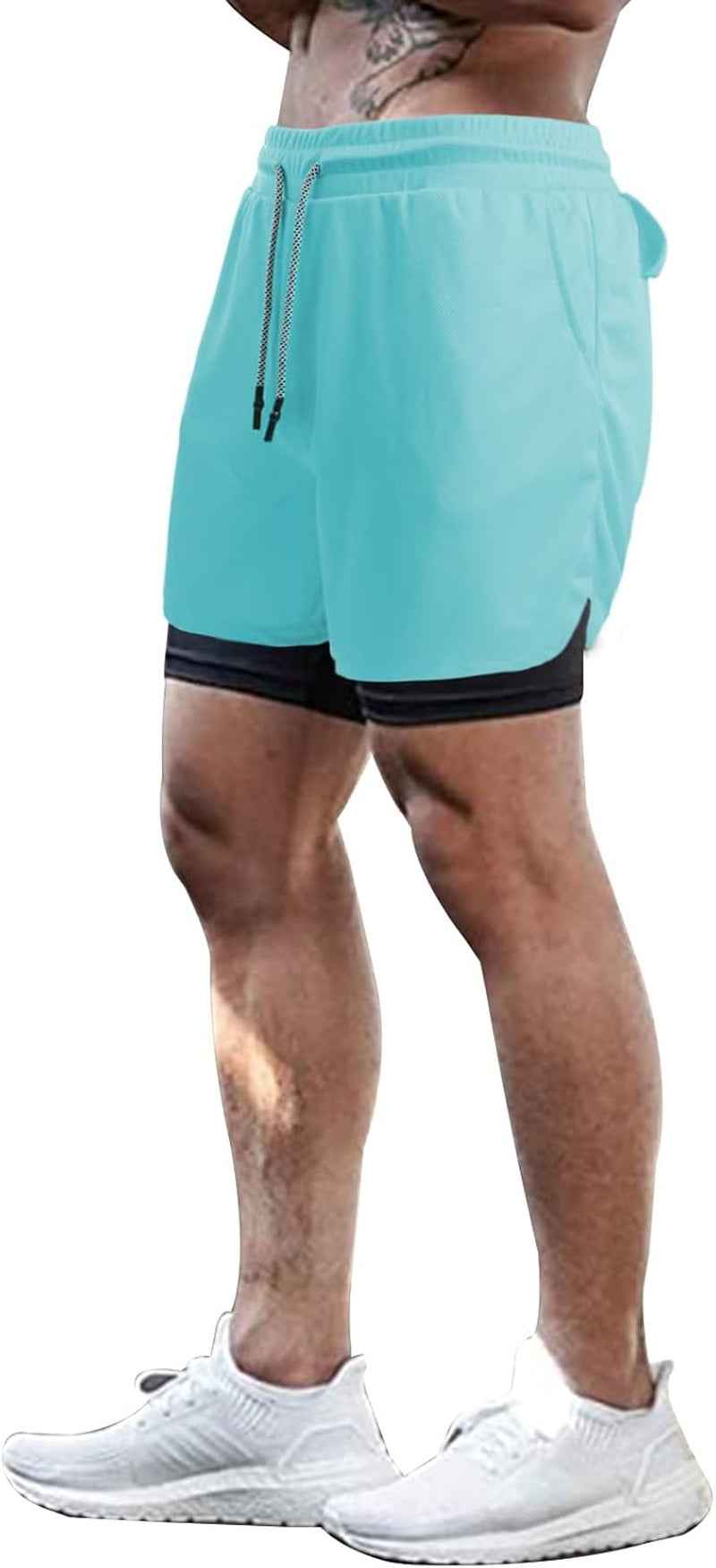 Mens Running Shorts，Workout Running Shorts for Men，2-In-1 Stealth Shorts，7-Inch Gym Yoga Outdoor Sports Shorts