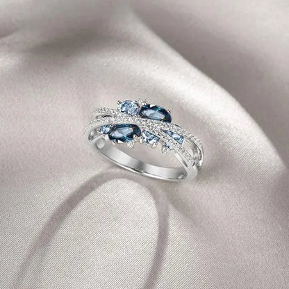 925 Sterling Silver Sparkling Blue Spinel Sapphire Diamond Ring Romantic Valentine'S Day Gift Wedding Engagement Brideal Set Party Anniversary Gift Fine Jewelry6 7 8 9 10 11