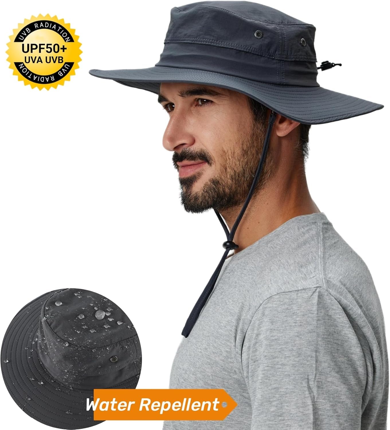 UPF50+ Mens Sun Hat Wide Brim Fishing Hat Sun Protection Hat for Mens Womens Bucket Hat for Beach Gardening Golf